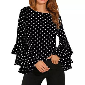 POLKA DOT PEDAL SLEEVE BLOUSE